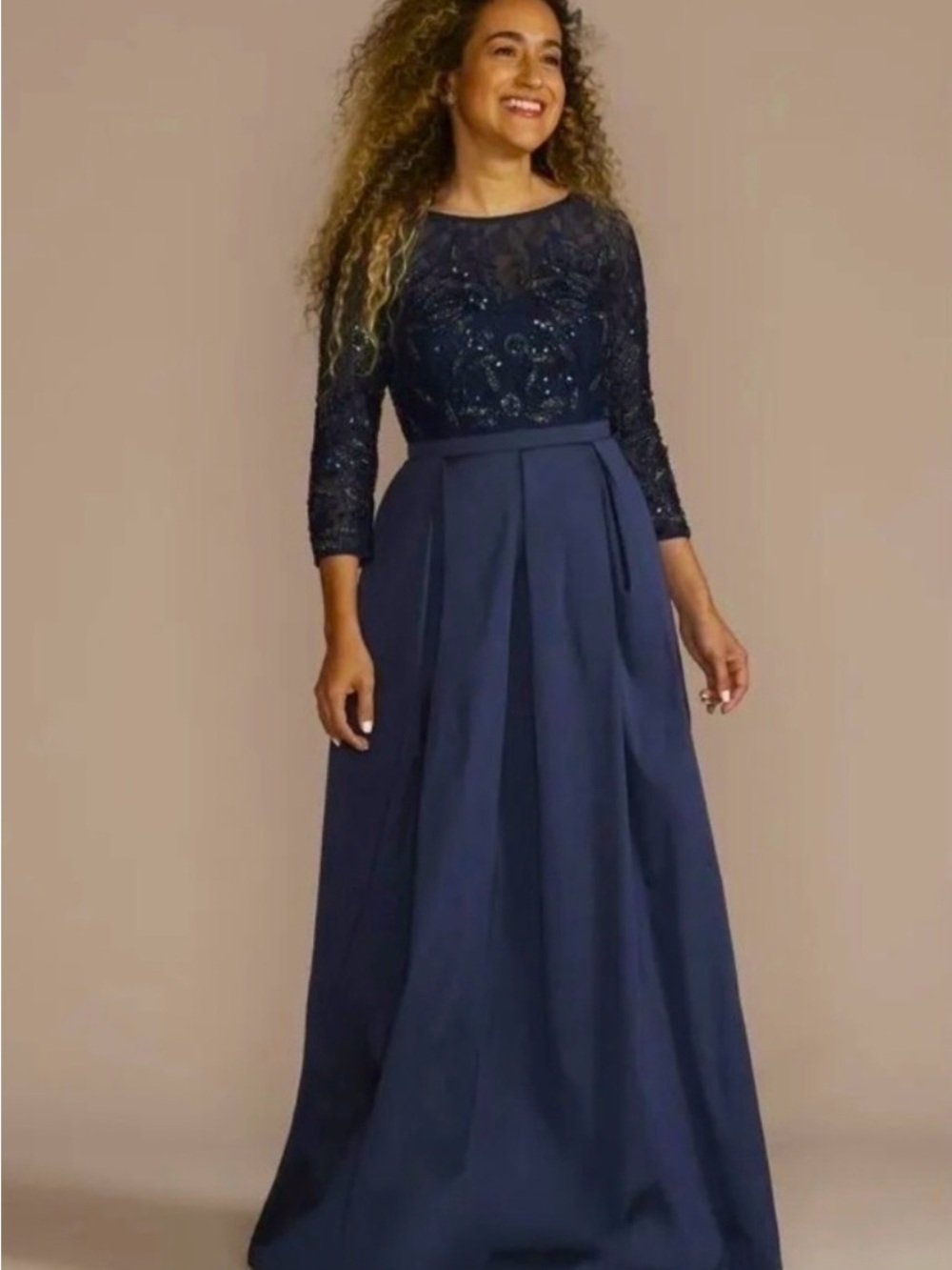 Oleg Cassini PLUS SIZE GOWN Sz 22 Jovani ish LACE BEADED SEQUIN BODICE ELEGANT